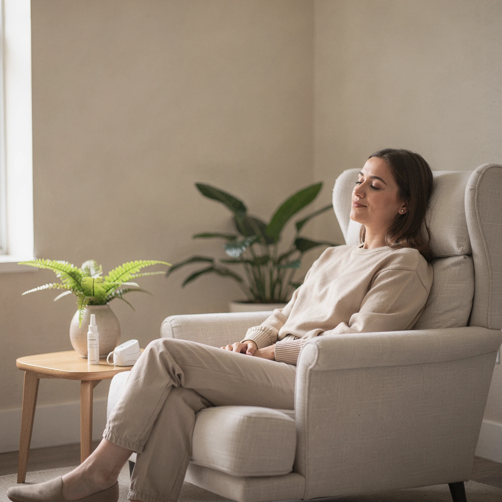 Patient resting comfortably during Spravato treatment near Georgetown, TX